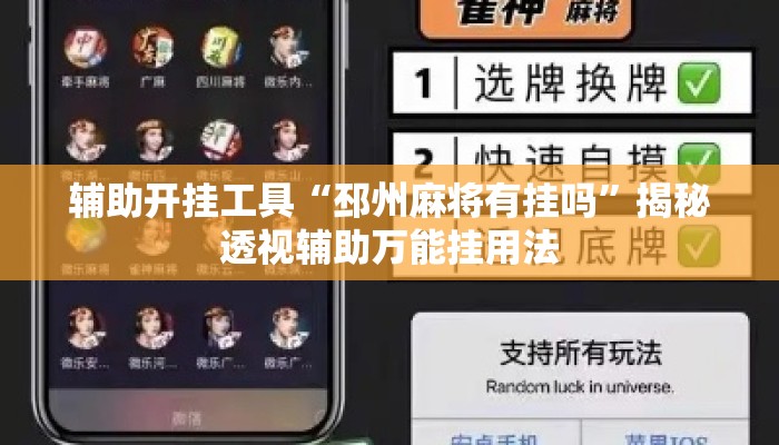辅助开挂工具“邳州麻将有挂吗	”揭秘透视辅助万能挂用法