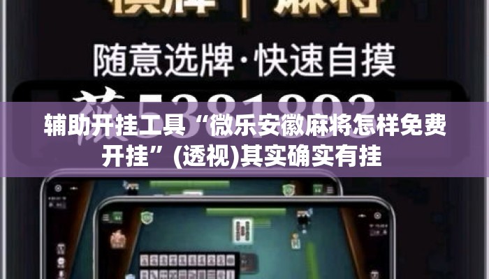 辅助开挂工具“微乐安徽麻将怎样免费开挂”(透视)其实确实有挂 