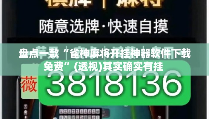 盘点一款“雀神麻将开挂神器软件下载免费	”(透视)其实确实有挂 