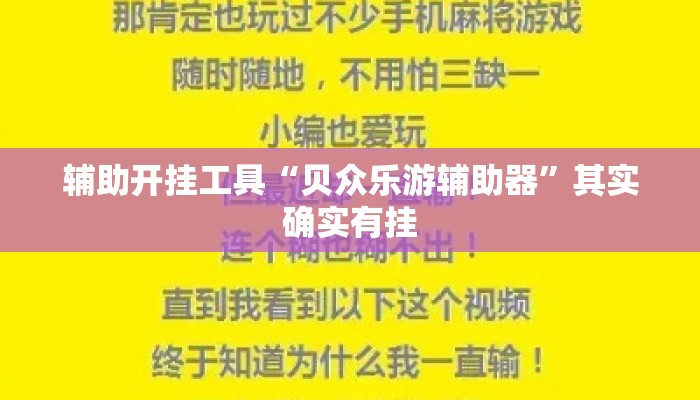 辅助开挂工具“贝众乐游辅助器”其实确实有挂