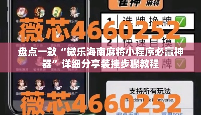盘点一款“微乐海南麻将小程序必赢神器	”详细分享装挂步骤教程