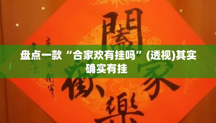 盘点一款“合家欢有挂吗”(透视)其实确实有挂 