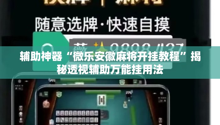 辅助神器“微乐安徽麻将开挂教程”揭秘透视辅助万能挂用法