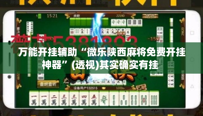 万能开挂辅助“微乐陕西麻将免费开挂神器	”(透视)其实确实有挂 