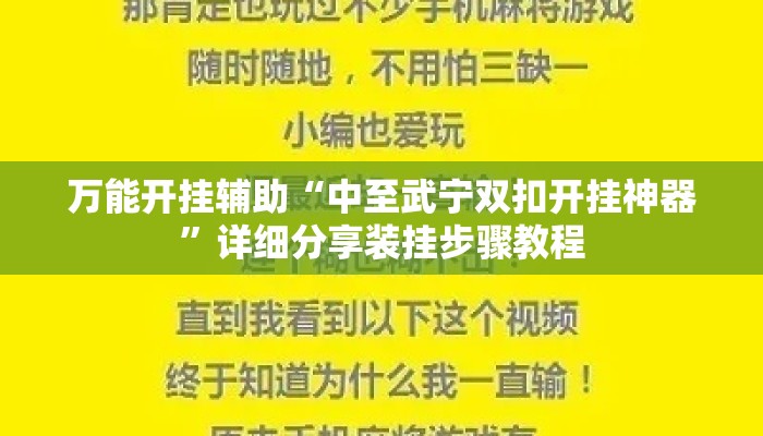 万能开挂辅助“中至武宁双扣开挂神器”详细分享装挂步骤教程