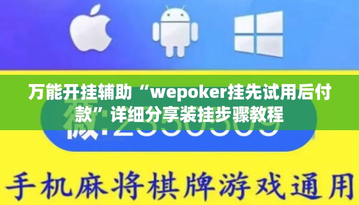 万能开挂辅助“wepoker挂先试用后付款”详细分享装挂步骤教程