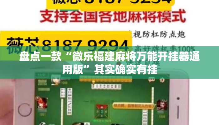 盘点一款“微乐福建麻将万能开挂器通用版	”其实确实有挂