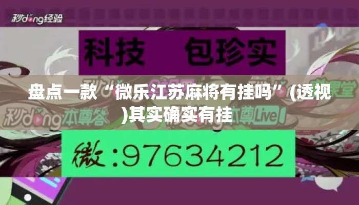 盘点一款“微乐江苏麻将有挂吗”(透视)其实确实有挂 