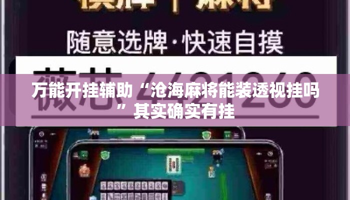 万能开挂辅助“沧海麻将能装透视挂吗	”其实确实有挂