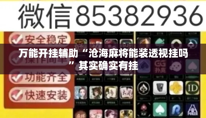 万能开挂辅助“沧海麻将能装透视挂吗”其实确实有挂