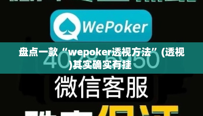 盘点一款“wepoker透视方法”(透视)其实确实有挂 