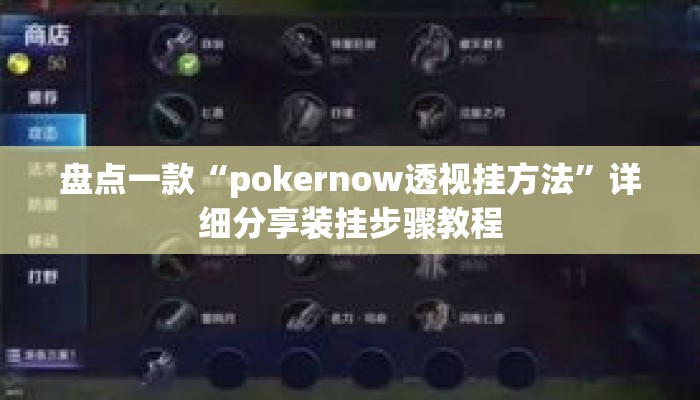 盘点一款“pokernow透视挂方法”详细分享装挂步骤教程