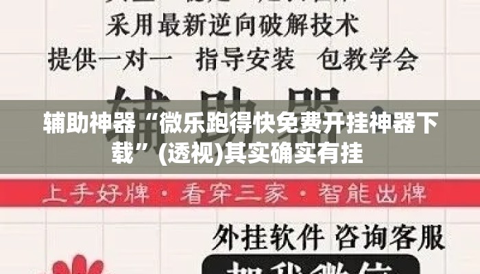 辅助神器“微乐跑得快免费开挂神器下载”(透视)其实确实有挂 