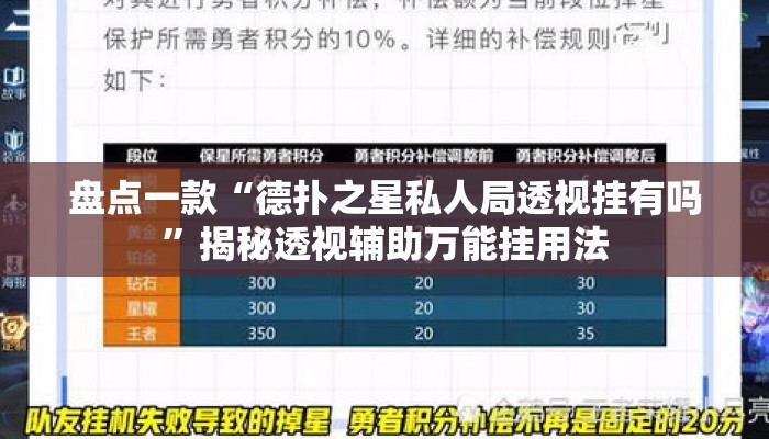 盘点一款“德扑之星私人局透视挂有吗”揭秘透视辅助万能挂用法