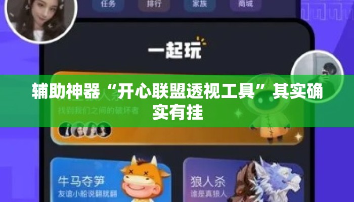 辅助神器“开心联盟透视工具”其实确实有挂
