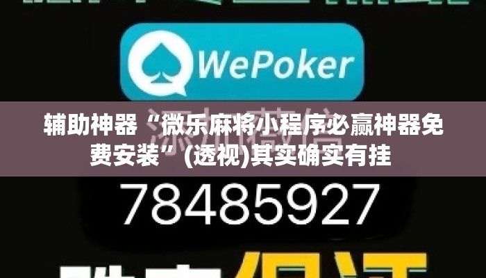 辅助神器“微乐麻将小程序必赢神器免费安装	”(透视)其实确实有挂 