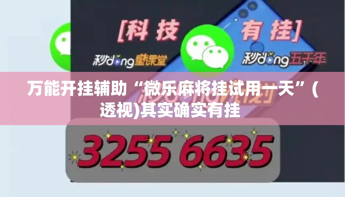 万能开挂辅助“微乐麻将挂试用一天	”(透视)其实确实有挂 