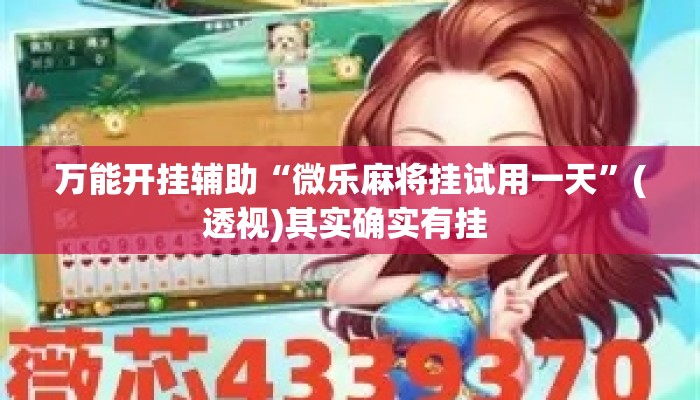 万能开挂辅助“微乐麻将挂试用一天”(透视)其实确实有挂 
