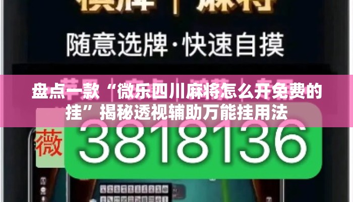 盘点一款“微乐四川麻将怎么开免费的挂	”揭秘透视辅助万能挂用法