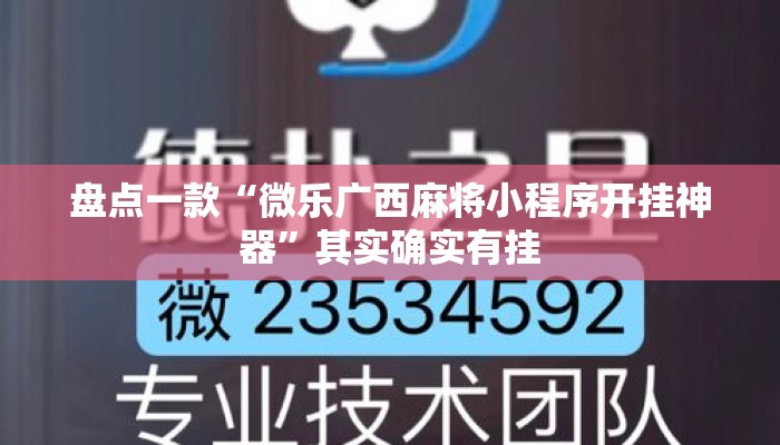 盘点一款“微乐广西麻将小程序开挂神器”其实确实有挂