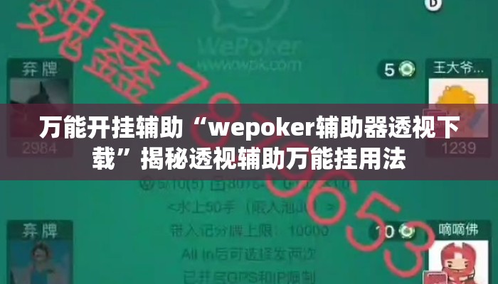 万能开挂辅助“wepoker辅助器透视下载”揭秘透视辅助万能挂用法
