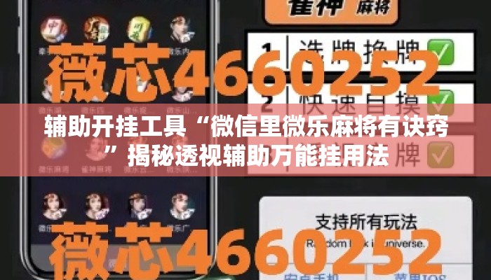 辅助开挂工具“微信里微乐麻将有诀窍”揭秘透视辅助万能挂用法
