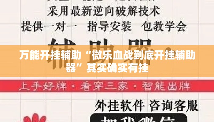 万能开挂辅助“微乐血战到底开挂辅助器”其实确实有挂