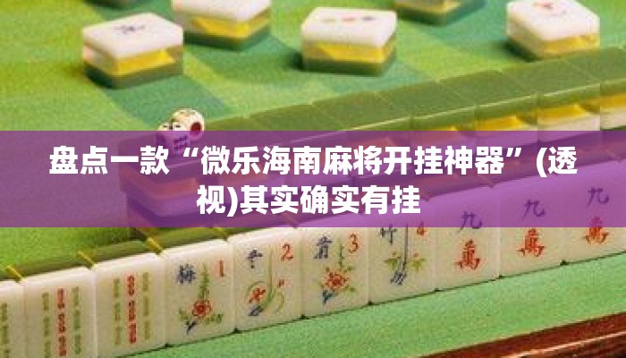 盘点一款“微乐海南麻将开挂神器”(透视)其实确实有挂 