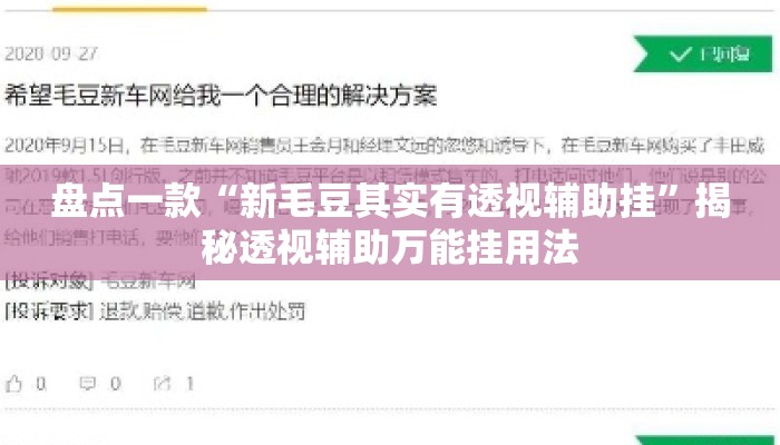盘点一款“新毛豆其实有透视辅助挂”揭秘透视辅助万能挂用法