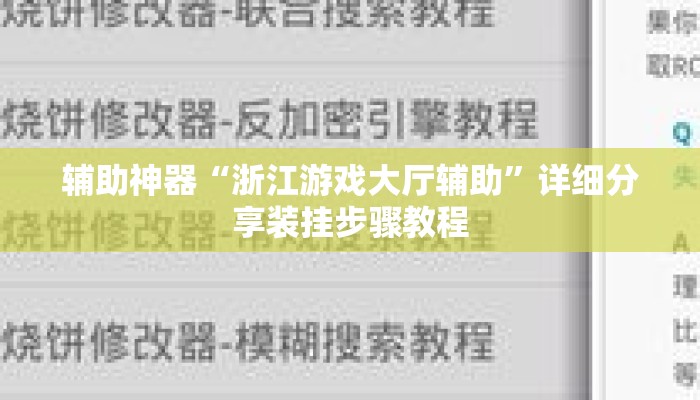 辅助神器“浙江游戏大厅辅助”详细分享装挂步骤教程