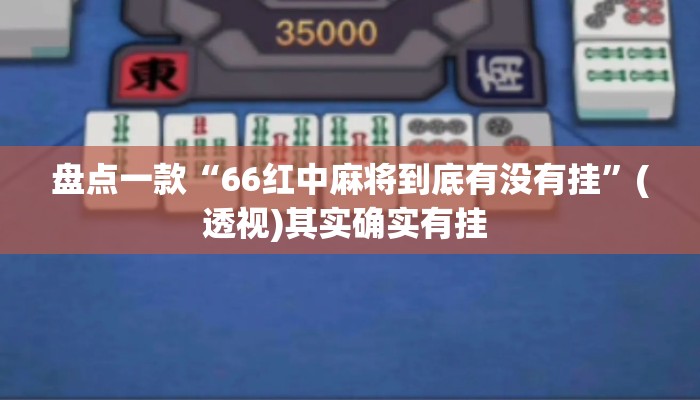 盘点一款“66红中麻将到底有没有挂”(透视)其实确实有挂 