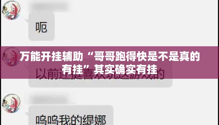 万能开挂辅助“哥哥跑得快是不是真的有挂”其实确实有挂