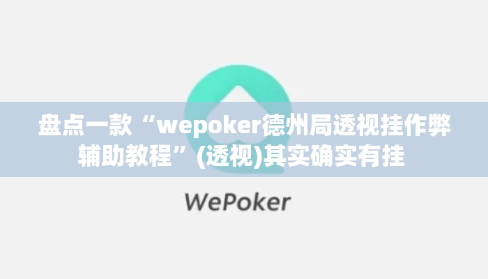 盘点一款“wepoker德州局透视挂作弊辅助教程”(透视)其实确实有挂 