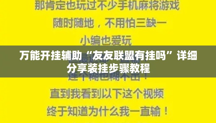 万能开挂辅助“友友联盟有挂吗”详细分享装挂步骤教程