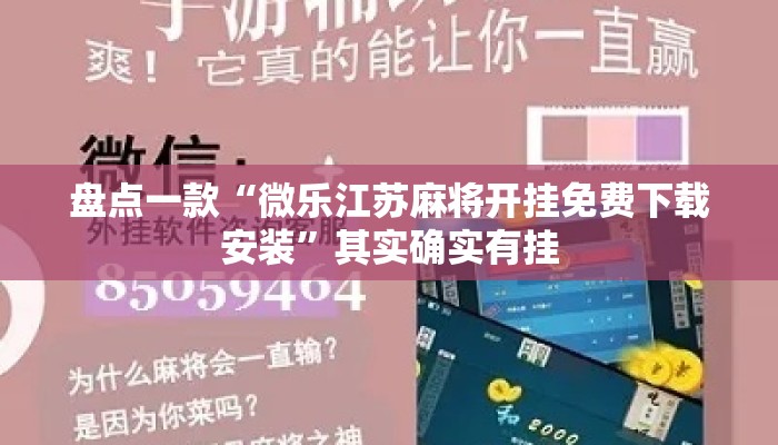 盘点一款“微乐江苏麻将开挂免费下载安装	”其实确实有挂