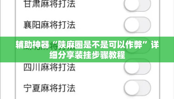 辅助神器“陕麻圈是不是可以作弊	”详细分享装挂步骤教程