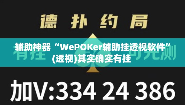 辅助神器“WePOKer辅助挂透视软件”(透视)其实确实有挂 