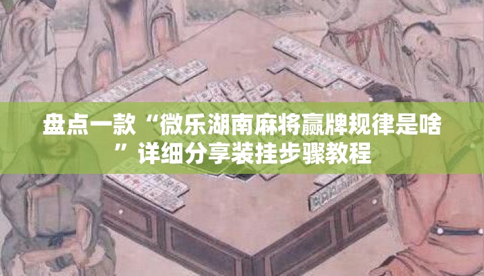 盘点一款“微乐湖南麻将赢牌规律是啥”详细分享装挂步骤教程