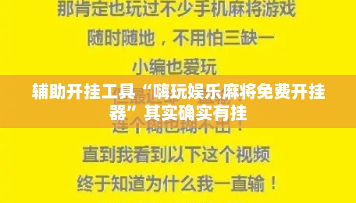 辅助开挂工具“嗨玩娱乐麻将免费开挂器	”其实确实有挂