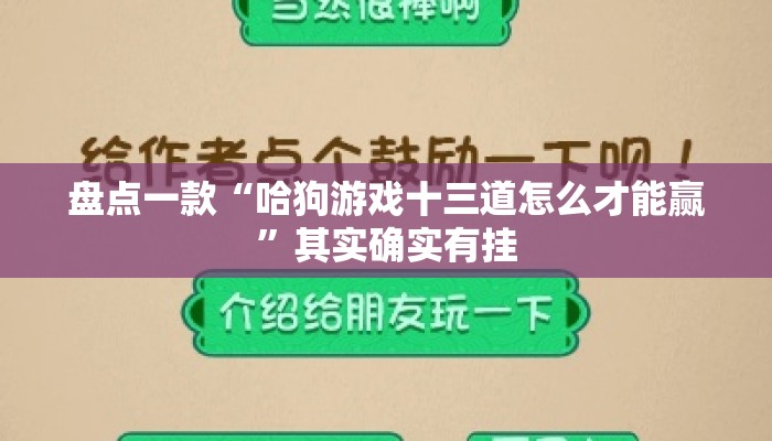 盘点一款“哈狗游戏十三道怎么才能赢”其实确实有挂
