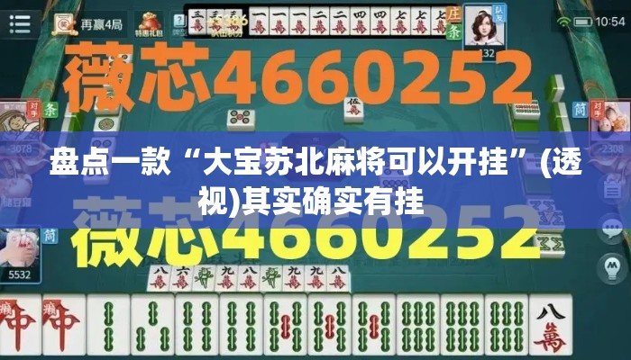 盘点一款“大宝苏北麻将可以开挂	”(透视)其实确实有挂 