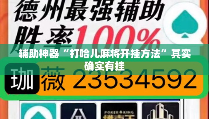 辅助神器“打哈儿麻将开挂方法”其实确实有挂