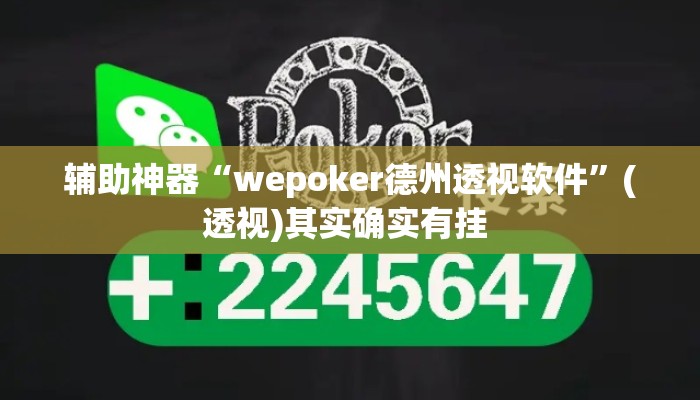辅助神器“wepoker德州透视软件	”(透视)其实确实有挂 