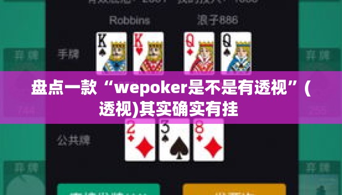 盘点一款“wepoker是不是有透视”(透视)其实确实有挂 