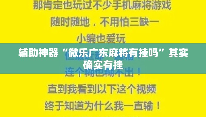 辅助神器“微乐广东麻将有挂吗”其实确实有挂
