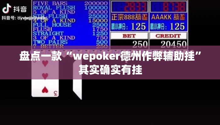 盘点一款“wepoker德州作弊辅助挂	”其实确实有挂