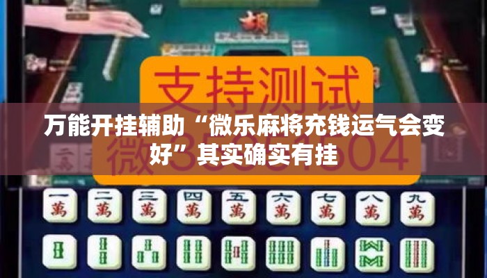 万能开挂辅助“微乐麻将充钱运气会变好”其实确实有挂