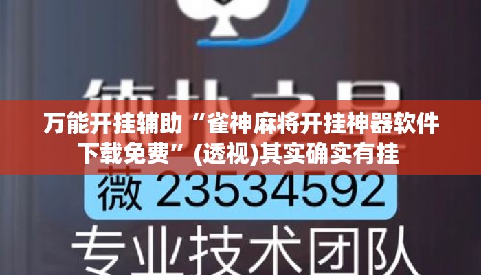 万能开挂辅助“雀神麻将开挂神器软件下载免费”(透视)其实确实有挂 