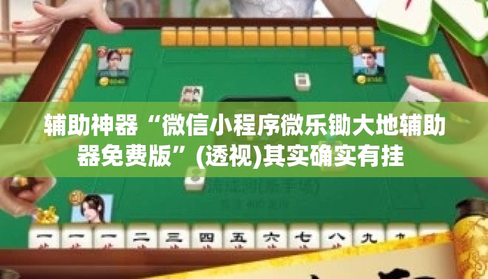辅助神器“微信小程序微乐锄大地辅助器免费版”(透视)其实确实有挂 