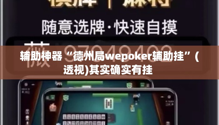 辅助神器“德州局wepoker辅助挂	”(透视)其实确实有挂 